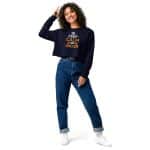 Women's Keep Calm and Love Cates Crop Sweatshirt Fleece Casual Trendy - Image 3
