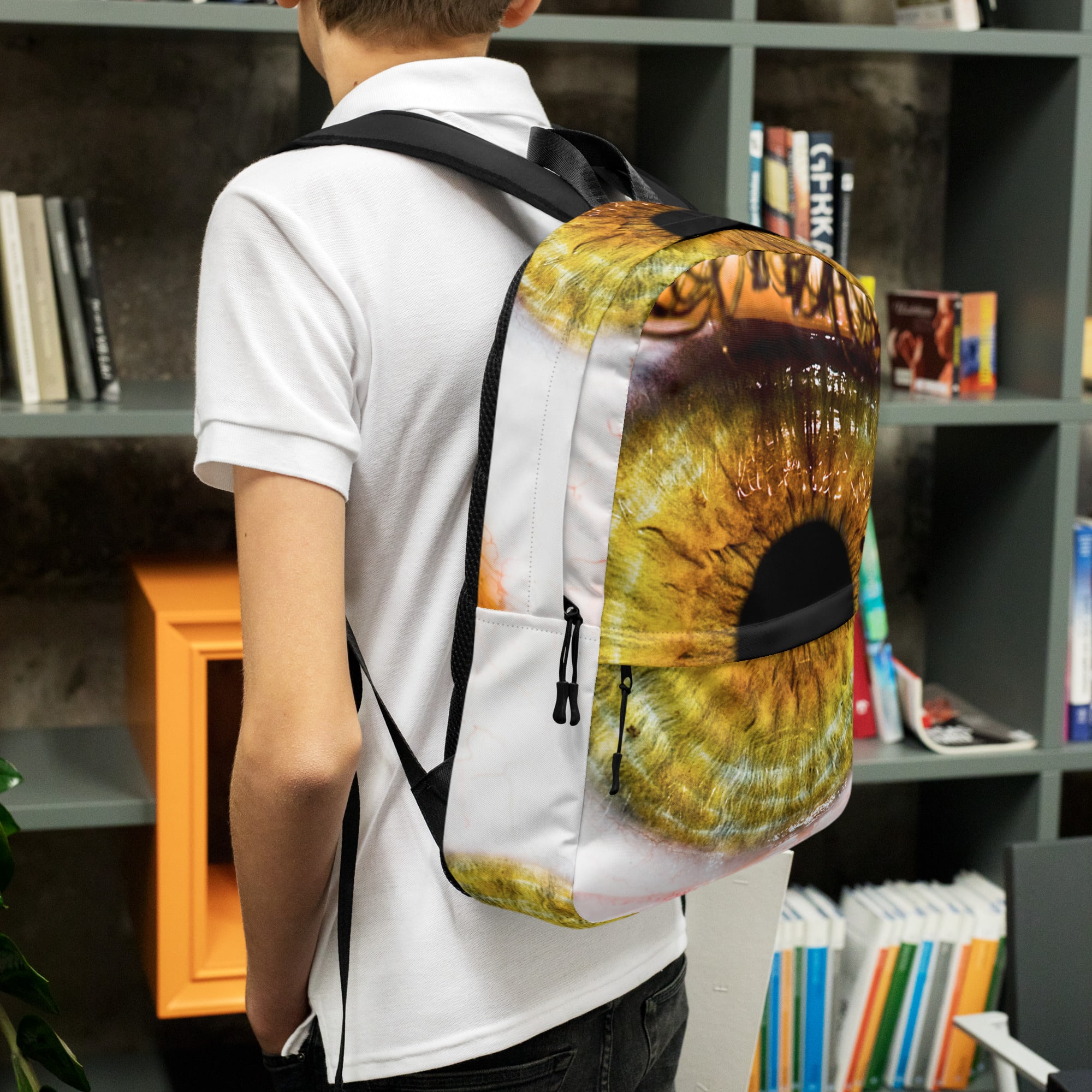 all-over-print-backpack-white-left-66b648d7d88cd.jpg Abstract Eye Backpack - Image 1