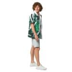 Men's Leafy Print Summer Button-up Shirt