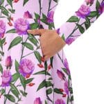 Floral Pink Midi Dress - Long Sleeve, All-Over Print - Image 4