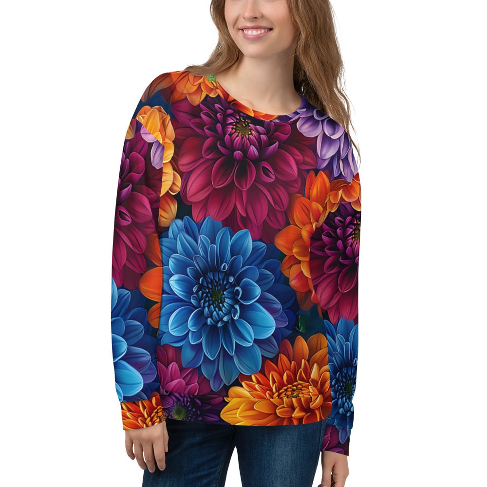 all-over-print-recycled-unisex-sweatshirt-white-front-66f311efcf430.jpg Floral Print Women's Sweatshirt - Soft & Comfortable - Image 1