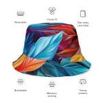 All Over Colourful Leaves  Printed Reversible Bucket Hat - Image 2