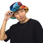 All Over Colourful Leaves  Printed Reversible Bucket Hat - Image 6