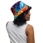 All Over Colourful Leaves  Printed Reversible Bucket Hat - Image 16