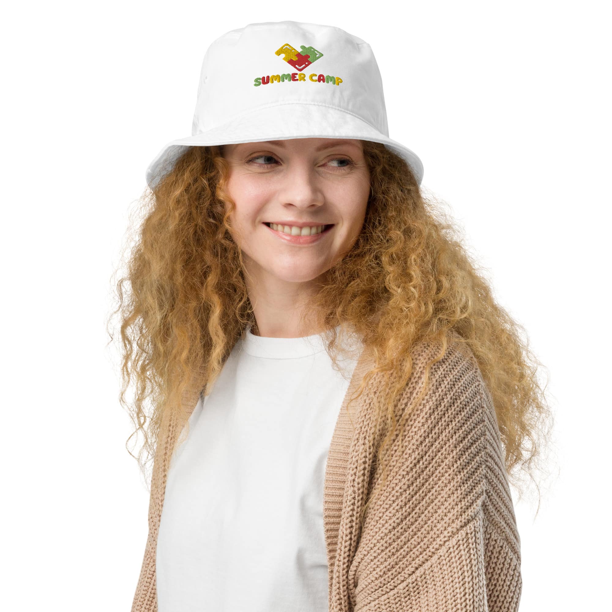 organic-bucket-hat-bio-white-front-66fa5fb9bf5de.jpg Organic Bucket Hat - Summer Camp - Image 1