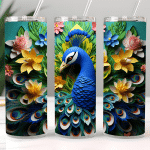 3D Peacock Stainless steel tumbler