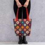 All Over Printed Floral Tote Bag - Image 6