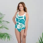 Blue Flower Prints All-Over Print Youth Swimsuit - Image 3