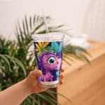 Clear Plastic Tumbler - Colorful Cute Baby Dinosaurs - Image 2