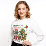 Women's eco sweatshirt - Meowy Christmas - Image 5