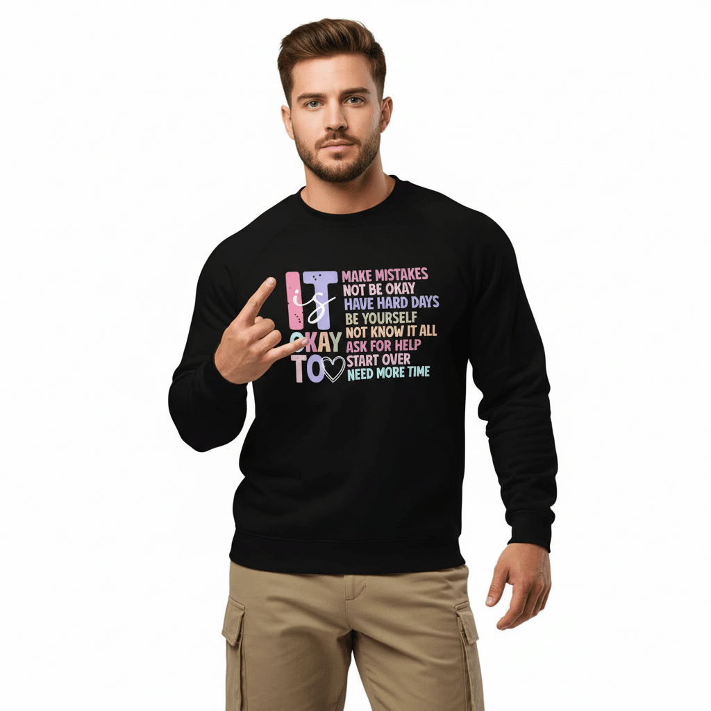 Unisex_oversized_hoodie_-_It_Is_Okay_To_Make_Mista_realmodel_20251014_143430 Unisex oversized hoodie - It Is Okay To Make Mistakes - Image 1