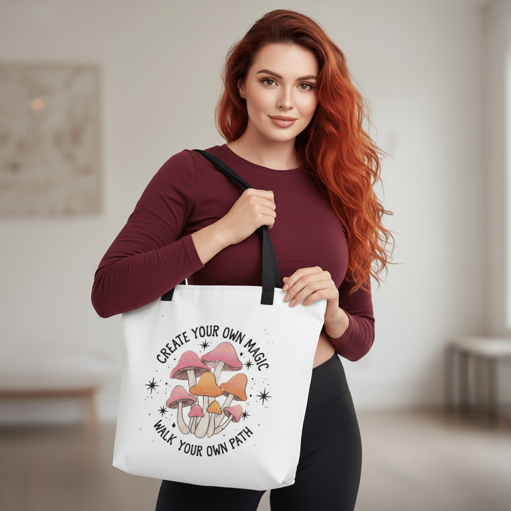 All-Over_Print_Large_Tote_Bag_-_Create_Your_Own_Ma_realmodel_20250918_122431 All-Over Print Large Tote Bag - Create Your Own Magic - Image 1