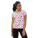 All-Over Print Women's Athletic T-shirt - Neon Love Seamless Pattern - Image 4