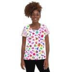 All-Over Print Women's Athletic T-shirt - Neon Love Seamless Pattern - Image 7