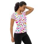 All-Over Print Women's Athletic T-shirt - Neon Love Seamless Pattern - Image 3