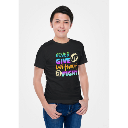 Unisex garment-dyed heavyweight t-shirt -  Never Give Up without A Fight