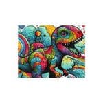 Jigsaw Puzzle - Pop Art Dino, vibrant T-Rex design, durable semi-gloss pieces, 252 or 520 pieces, home wall art