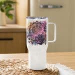 Travel mug with a handle - Floral Girl - Image 4