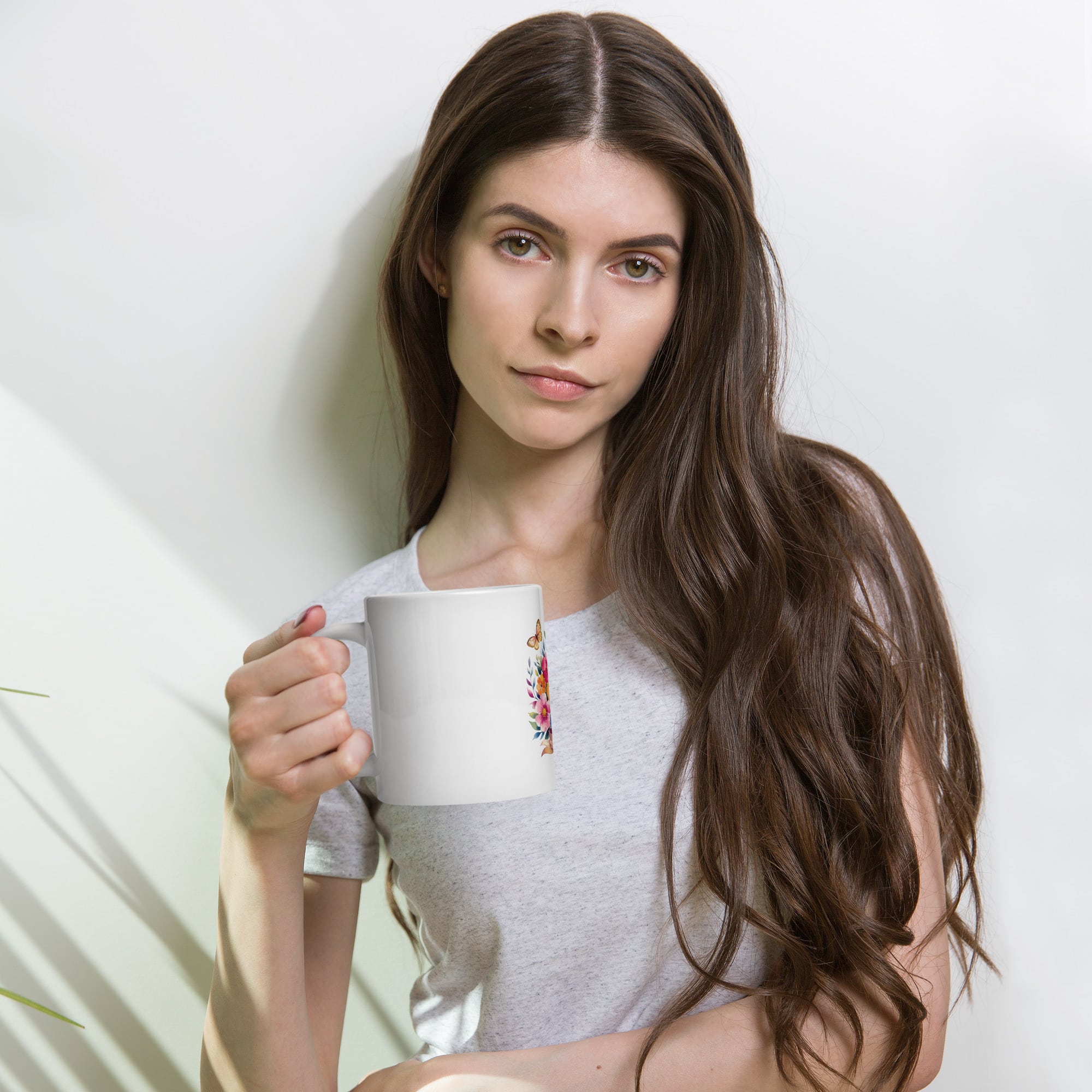 white-glossy-mug-white-20-oz-woman-67e2502a86d44.jpg White glossy ceramic mug with Let It Be text, 11-20oz sizes, inspirational drinkware