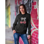 Unisex organic mid-weight hoodie -  Disco Cherry - Glam Aesthetic Shiny Bow
