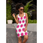 Sleek bodycon dress in modern vector pattern, fitted silhouette, crafted from premium stretch fabric for a flattering look.