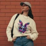 Premium heavyweight long sleeve shirt - Bunny with Glasses Leopard - Image 6