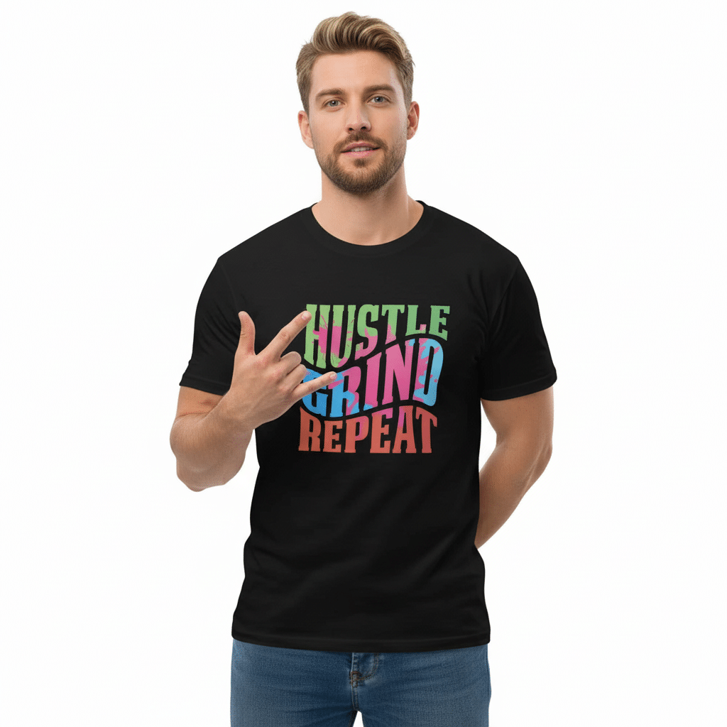Short Sleeve T-shirt - Hustle Grind Repeat - Image 2