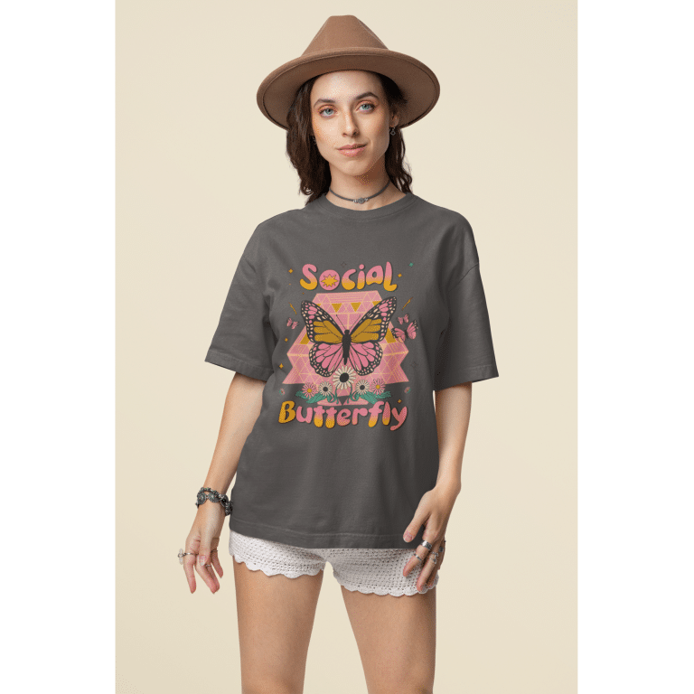 Stanley/Stella unisex organic mid-light t-shirt with Social Butterfly design, regular fit, lightweight cotton.