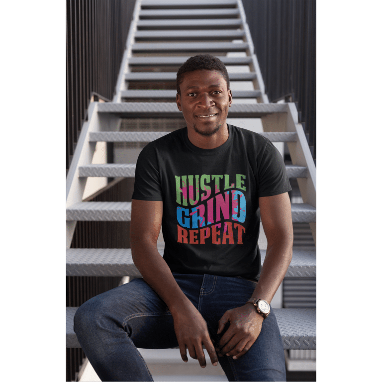 Short Sleeve T-shirt Hustle Grind Repeat, 100% combed ring-spun cotton, pre-shrunk, ethical Next Level Apparel tee