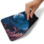 Mouse pad - Futuristic City Cherry Blossom Moon Art - Image 2