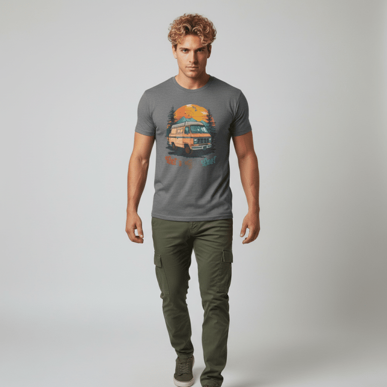 Gildan unisex classic tee with "Let's Get Lost" graphic, 100% cotton, lightweight, adventure style in white and heather colors