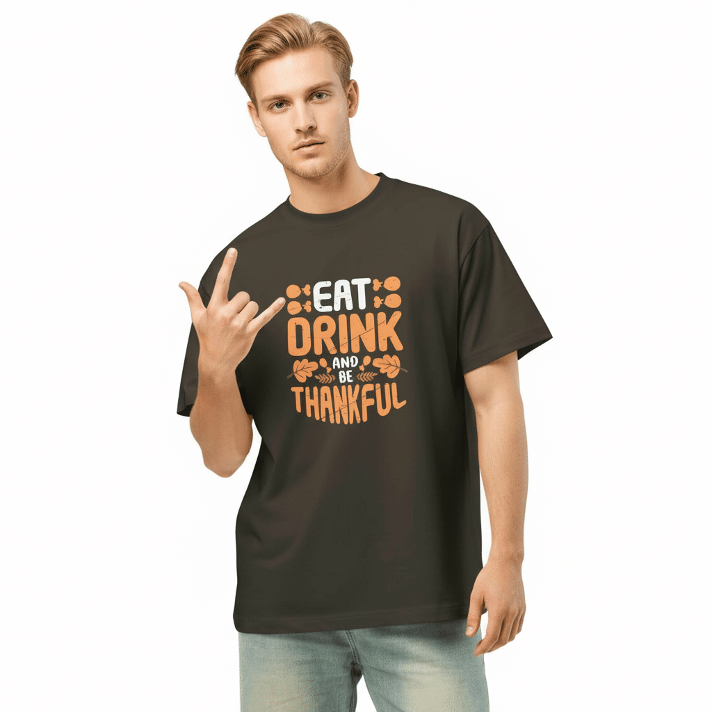 Men’s box tee - Eat Drink And Be Thankful - Image 5