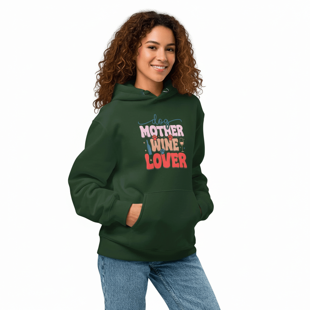 Oversized heavyweight hoodie - Dog Mother Wine Lover - Image 2