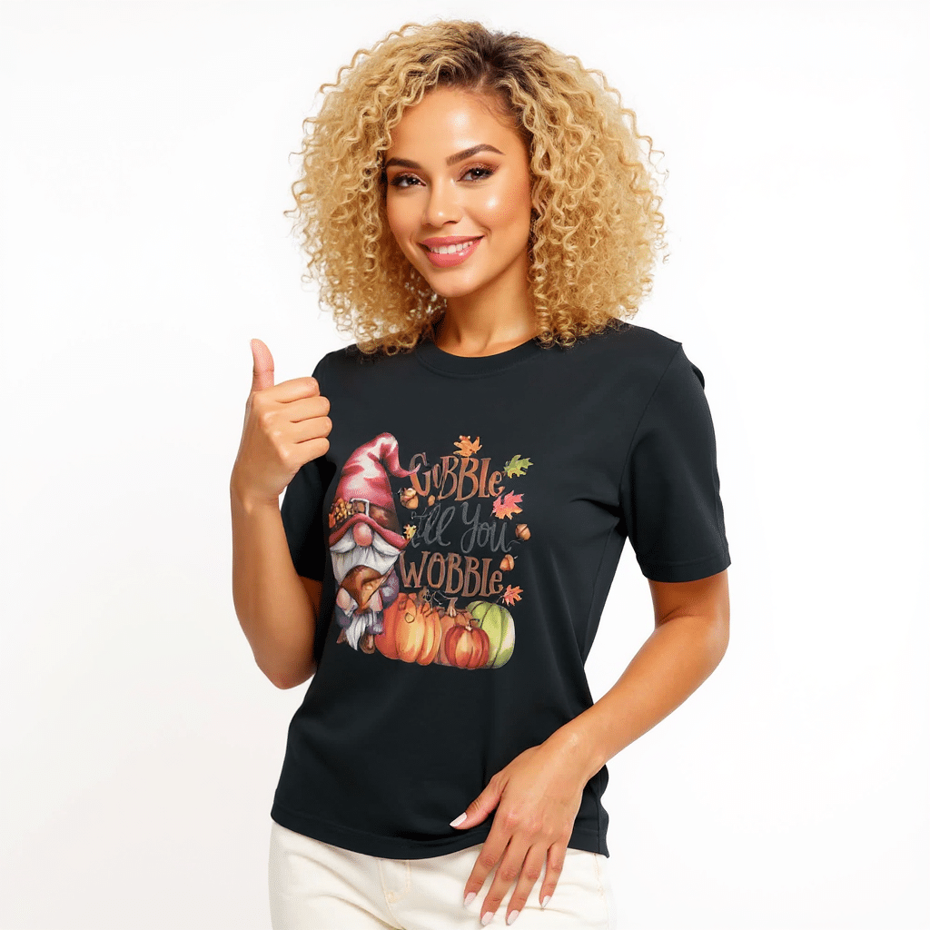 Unisex organic ribbed neck t-shirt - Gobble Till You Wobble - Image 2