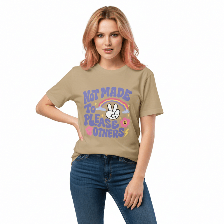 Unisex oversized t-shirt "Not Made to Please Others" in vintage wash, 100% ring-spun cotton, relaxed streetwear style.