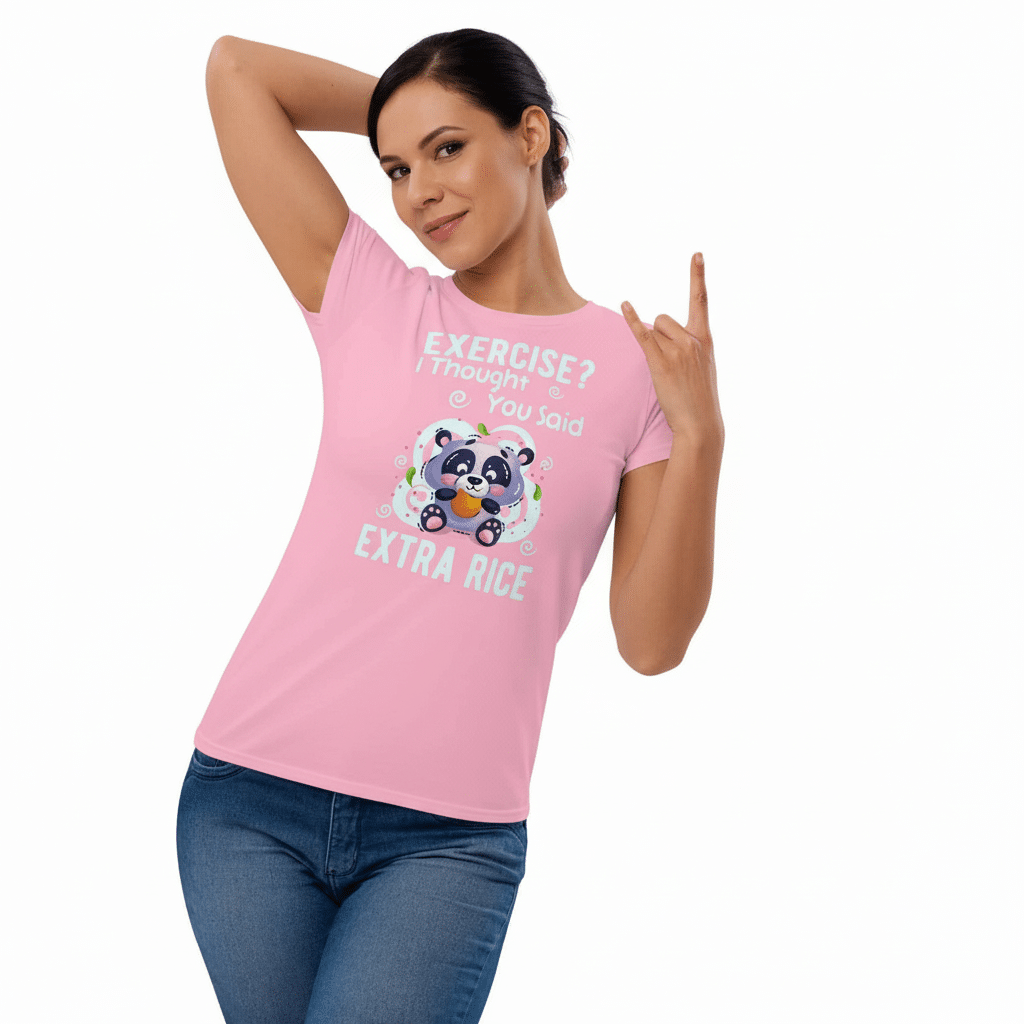 Women's Cotton Graphic Exercise Extra Rice Design Tee - Image 2