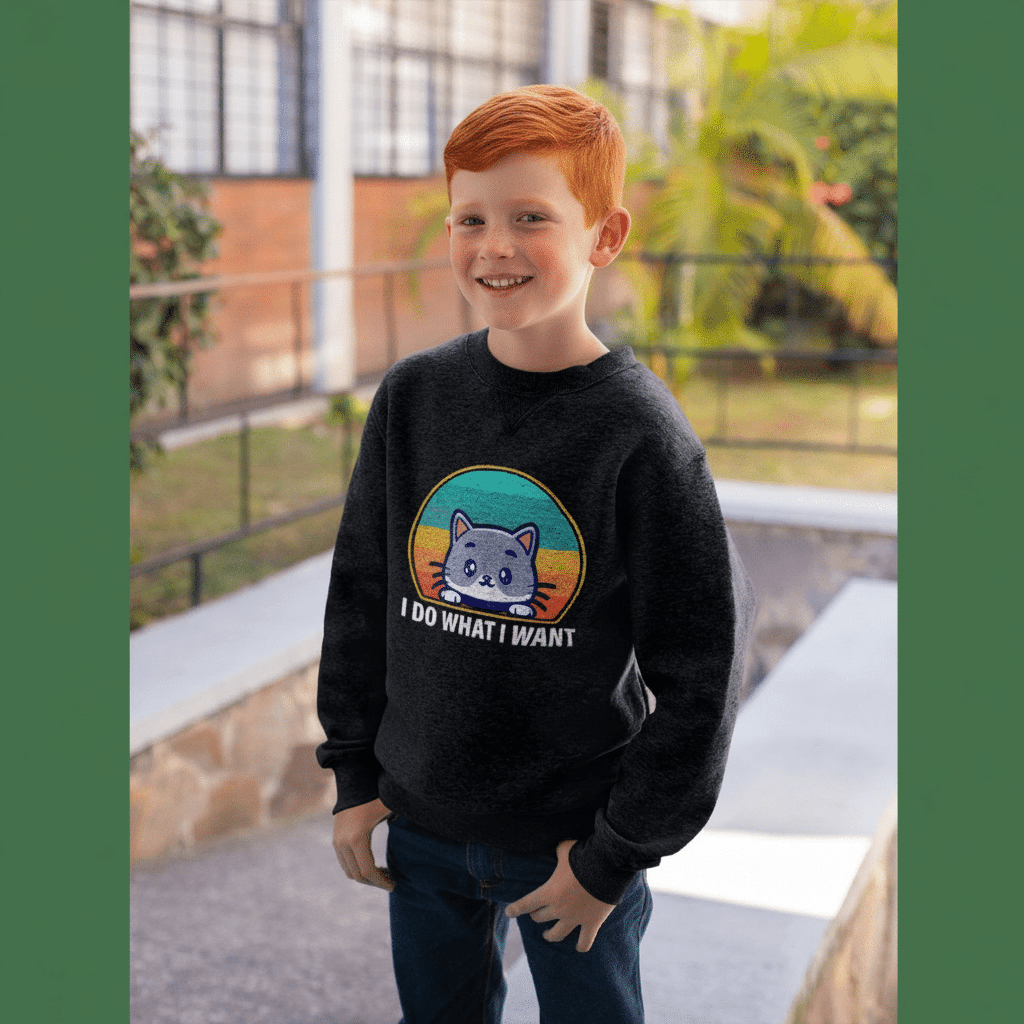 Youth crewneck sweatshirt - I Do What I Want - Image 10
