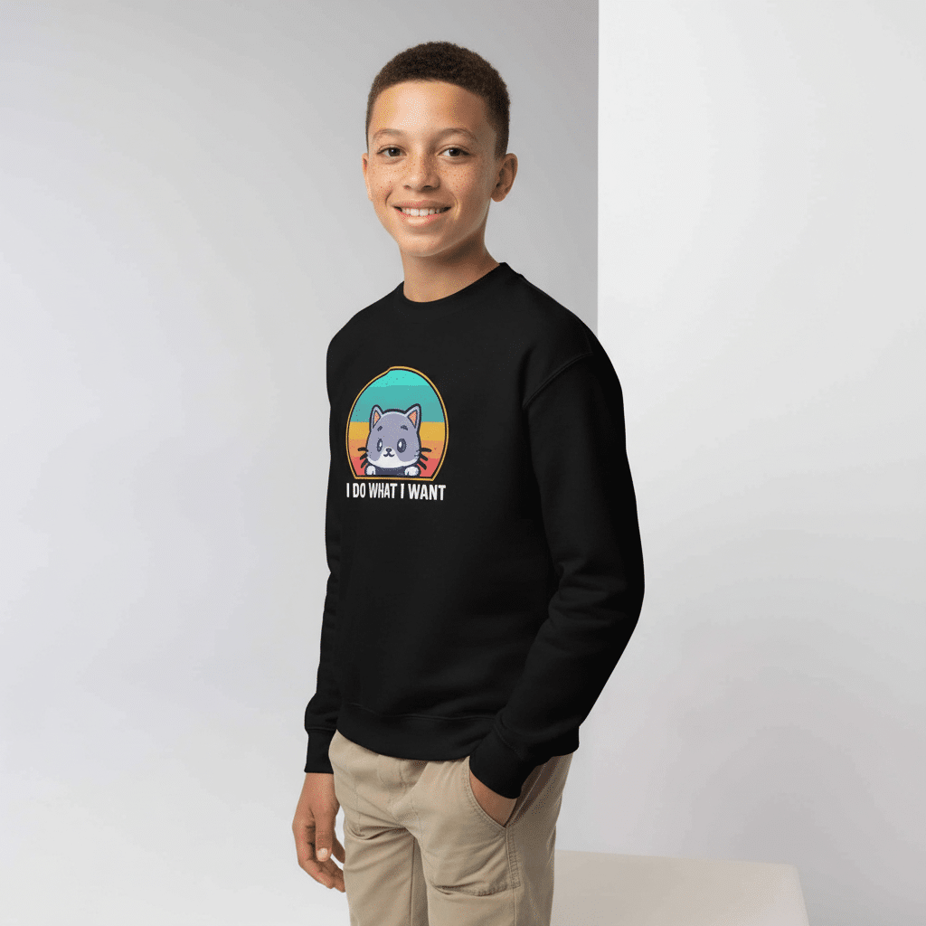 Youth crewneck sweatshirt - I Do What I Want - Image 4