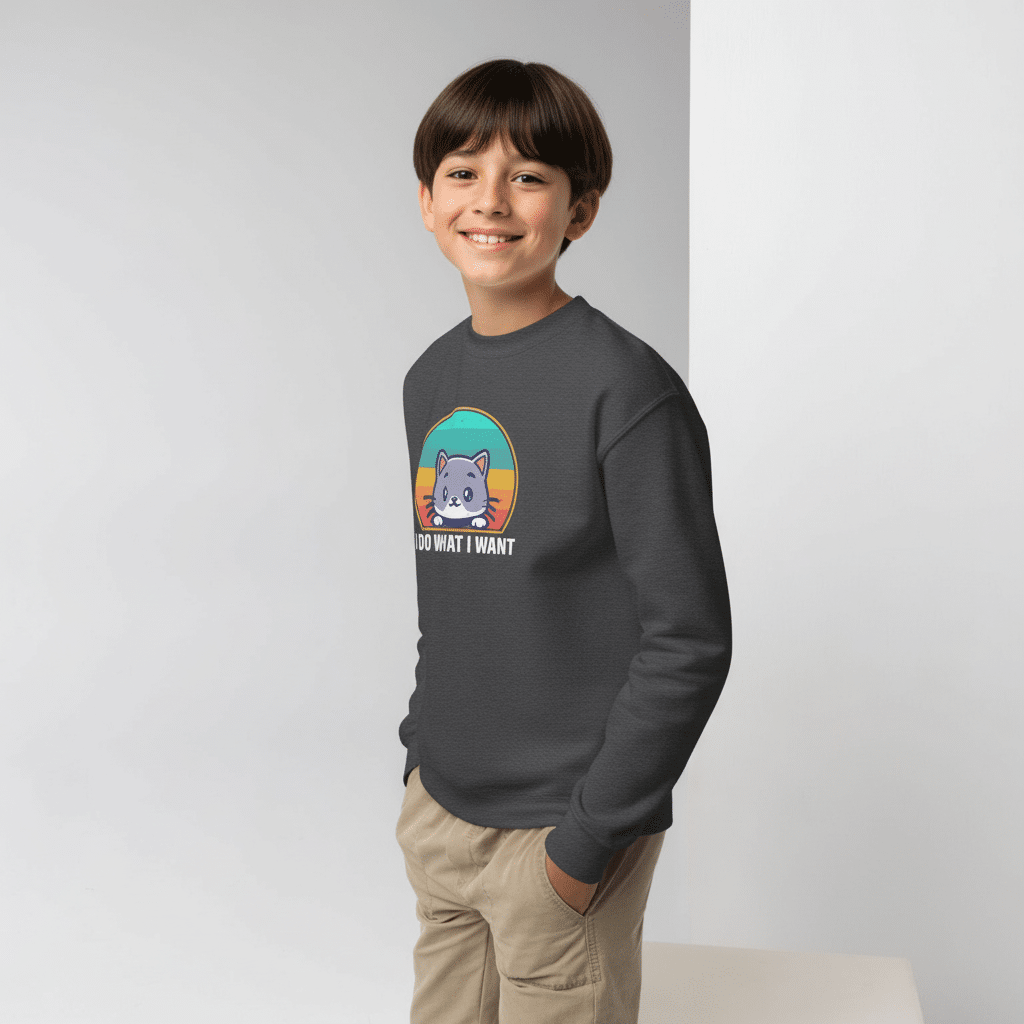 Youth crewneck sweatshirt - I Do What I Want - Image 3