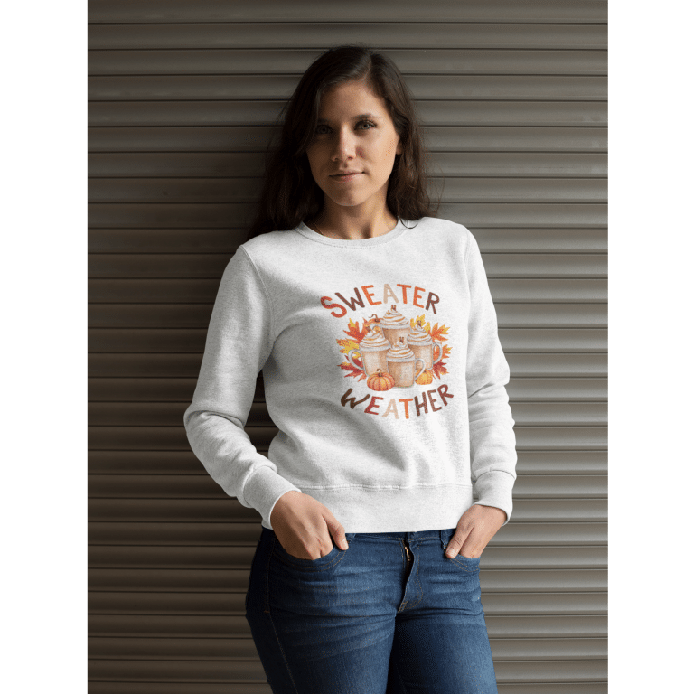 Crew neck sweatshirt Sweater Weather in autumn colors, pill-resistant NuBlend fleece, relaxed unisex fit for cozy fall style