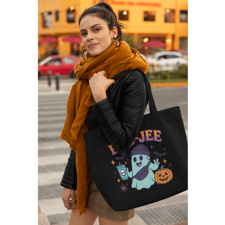 Econscious Boo-Jee Large Organic Cotton Tote Bag - Natural Beige, Spacious 20x14x5 inch, Durable Twill