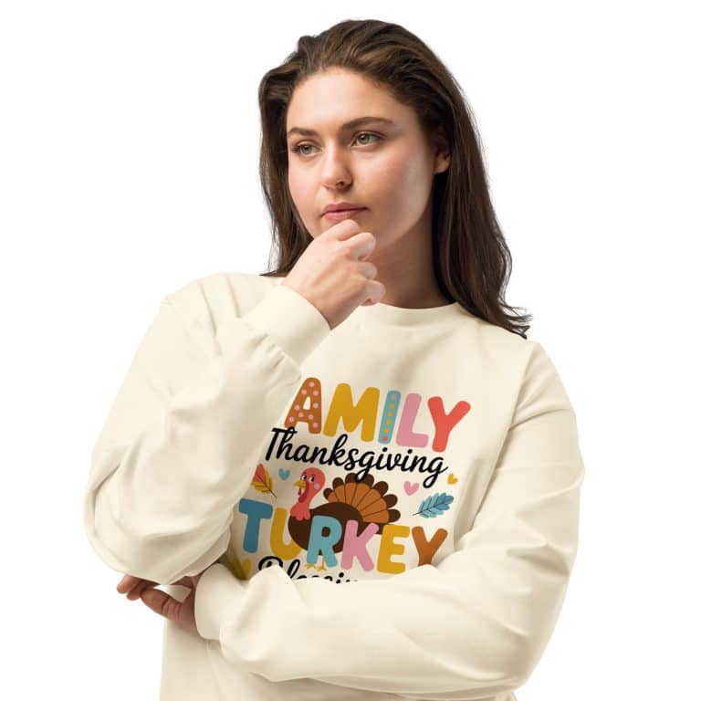 Premium heavyweight long sleeve shirt family Thanksgiving turkey blessings 100% cotton relaxed fit