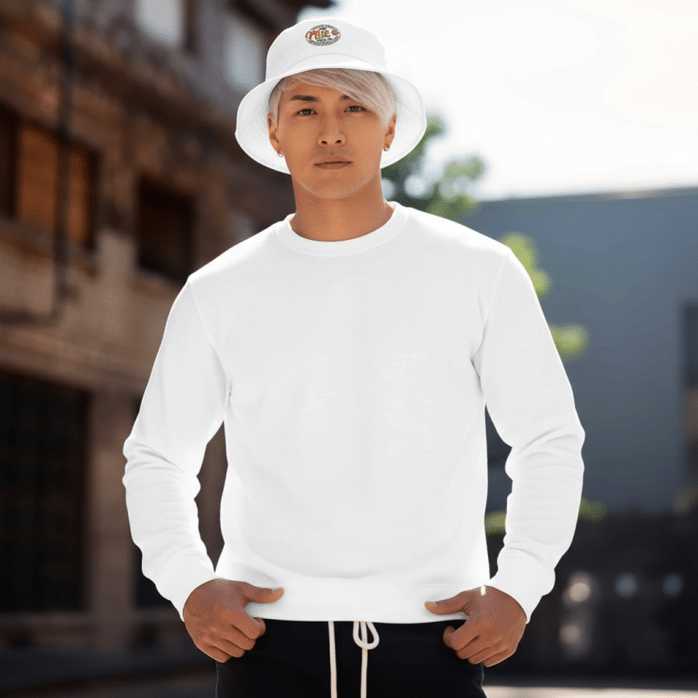 North Pole Milk & Cook Co. bucket hat in premium 100% cotton twill, black wide-brim style with 2 ¼-inch brim, sewn eyelets, and breathable design for sun protection.