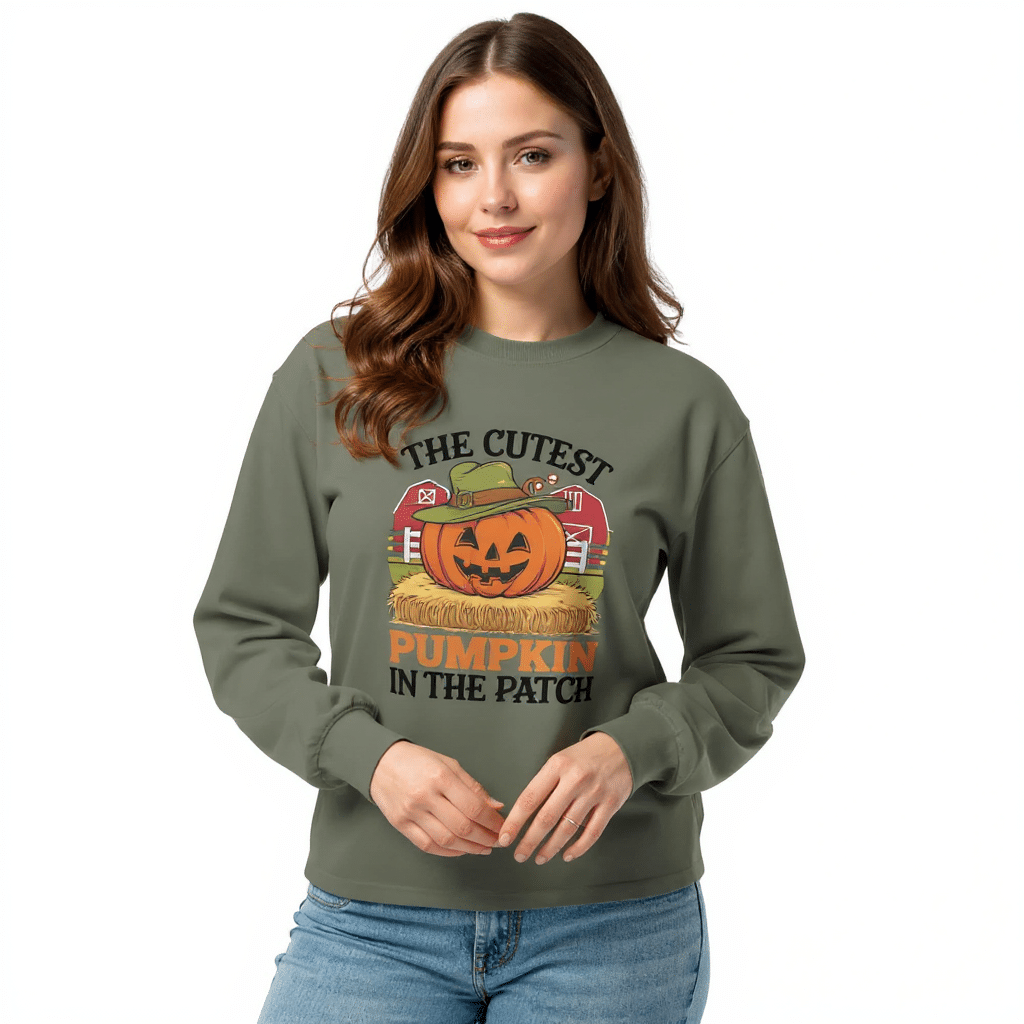 Premium heavyweight long sleeve shirt - The Cutest Pumpkin In The Patch - Image 1
