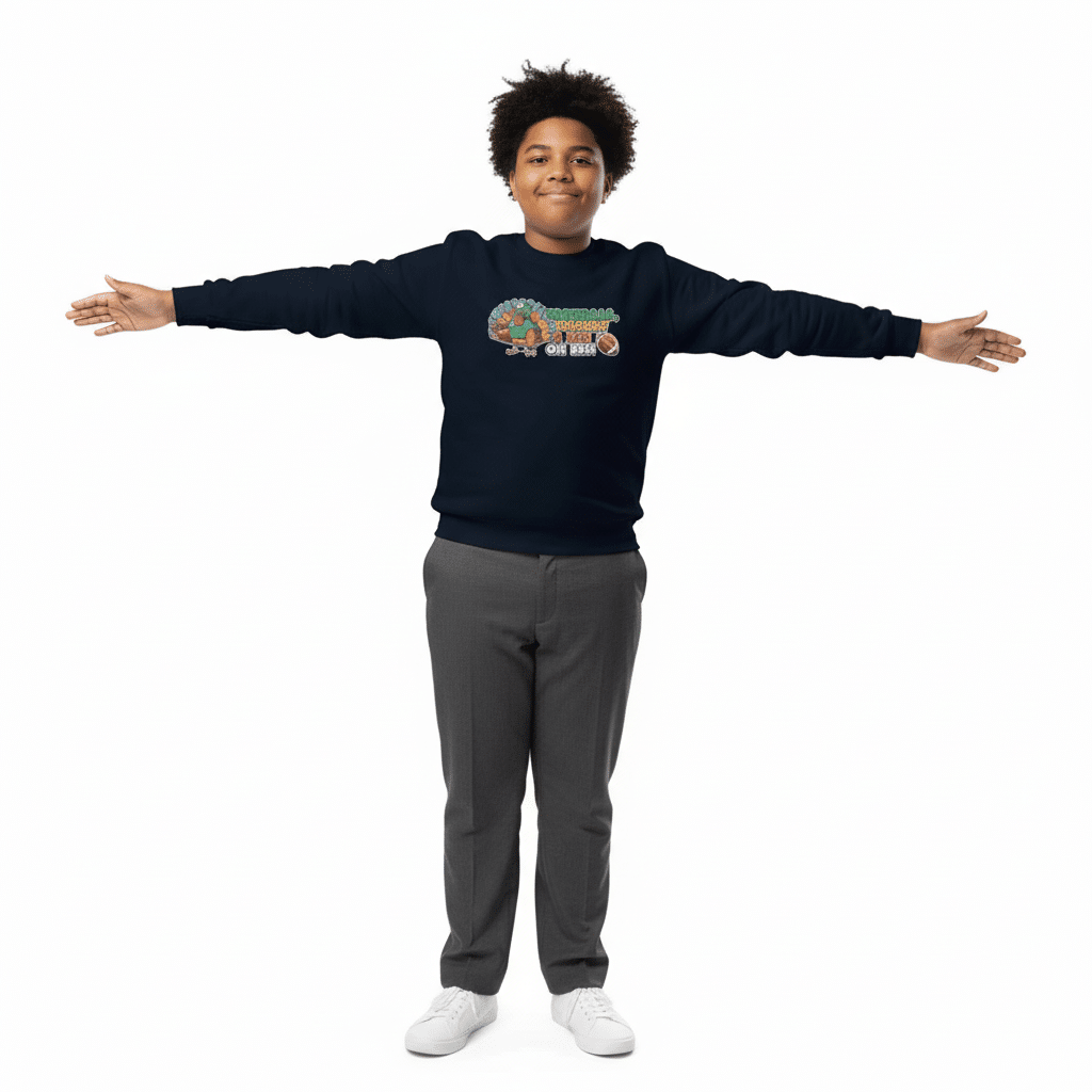 Youth crewneck sweatshirt - Football Turkey & Pie Oh My - Image 1