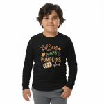 Youth long sleeve tee - Falling Leaves And Pumpkins please