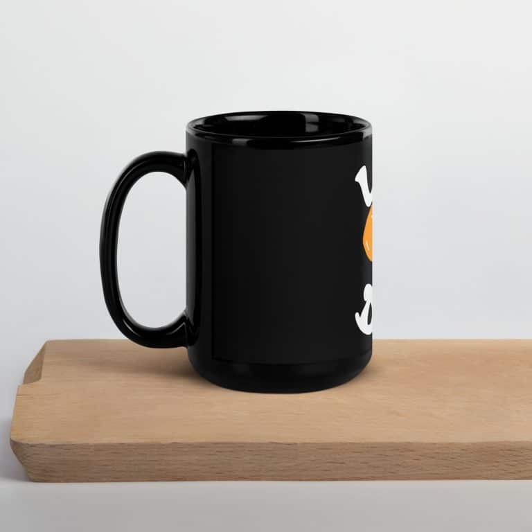Black glossy ceramic mug with "Leg Day" white graphic text, 11 or 15 oz, premium glossy drinkware