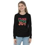 Youth long sleeve tee - Peace Love Joy - Image 6