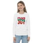 Youth long sleeve tee - Peace Love Joy - Image 18