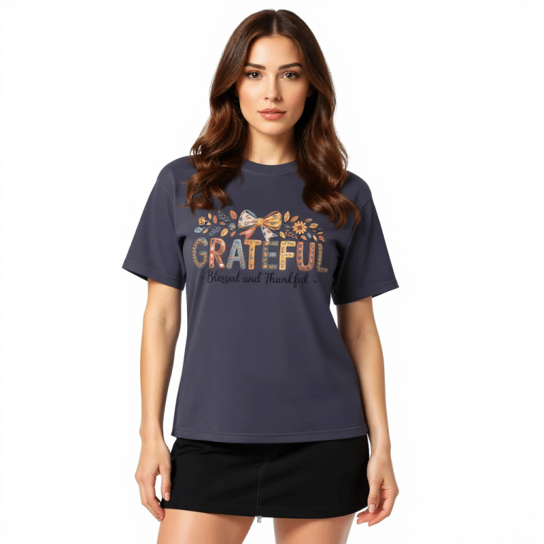 Comfort Colors unisex garment-dyed heavyweight t-shirt, Grateful Blessed and Thankful print, 100% ring-spun cotton, relaxed fit.